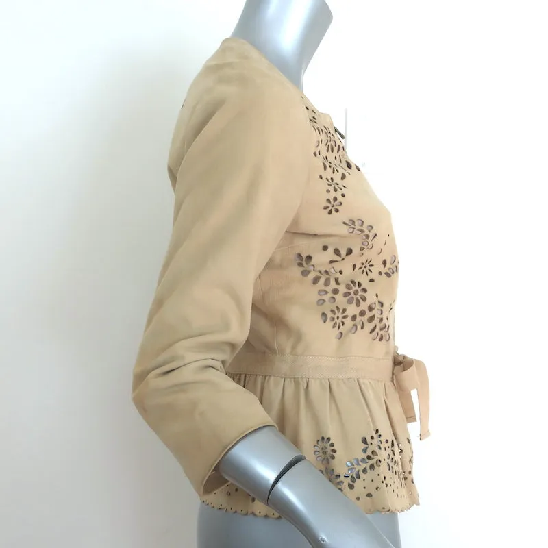 RED Valentino Laser Cut Suede Jacket Beige Size 42
