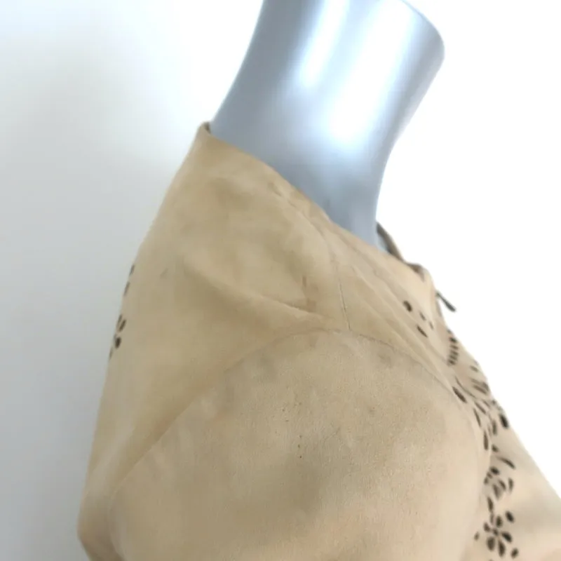 RED Valentino Laser Cut Suede Jacket Beige Size 42
