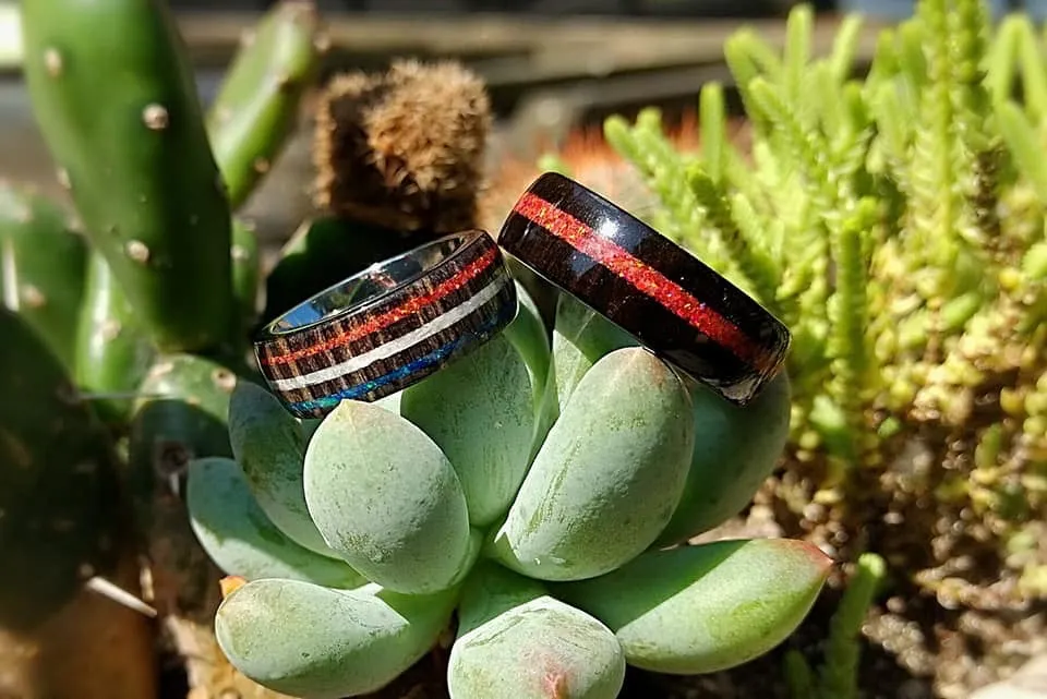 Red,white and blue in wood