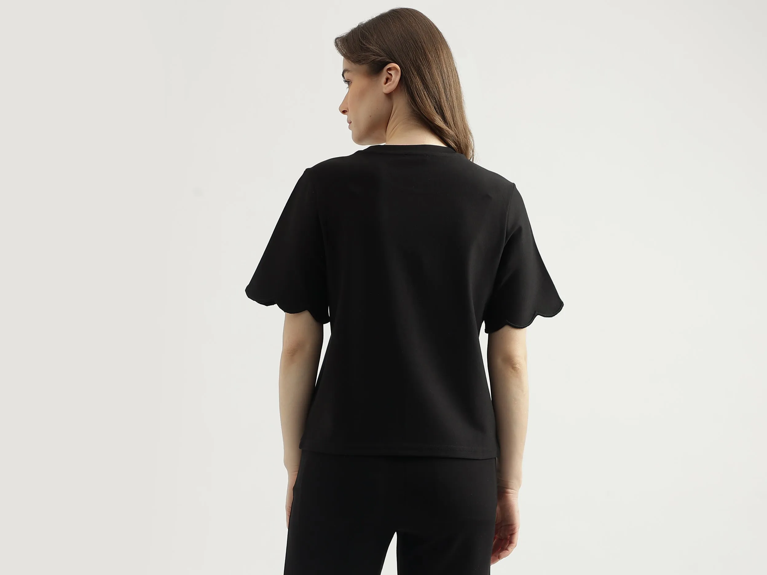 Regular Fit Round Neck Solid Women's Top