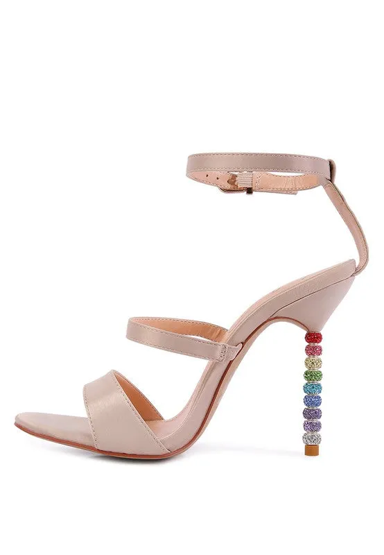 RHINESTONE SATIN SANDALS