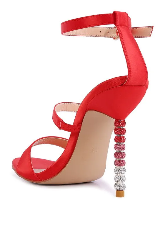 RHINESTONE SATIN SANDALS