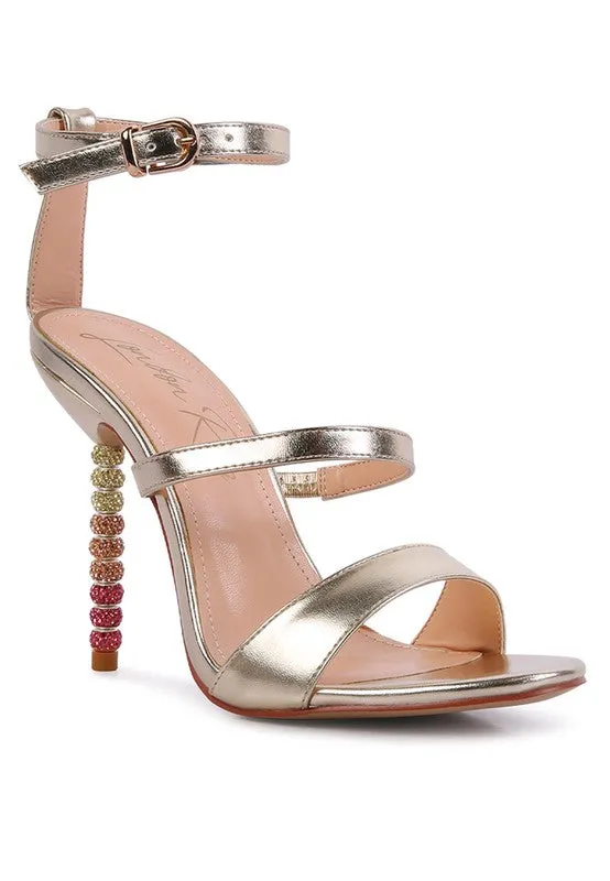 RHINESTONE SATIN SANDALS