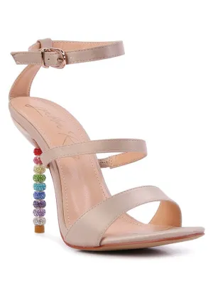 RHINESTONE SATIN SANDALS