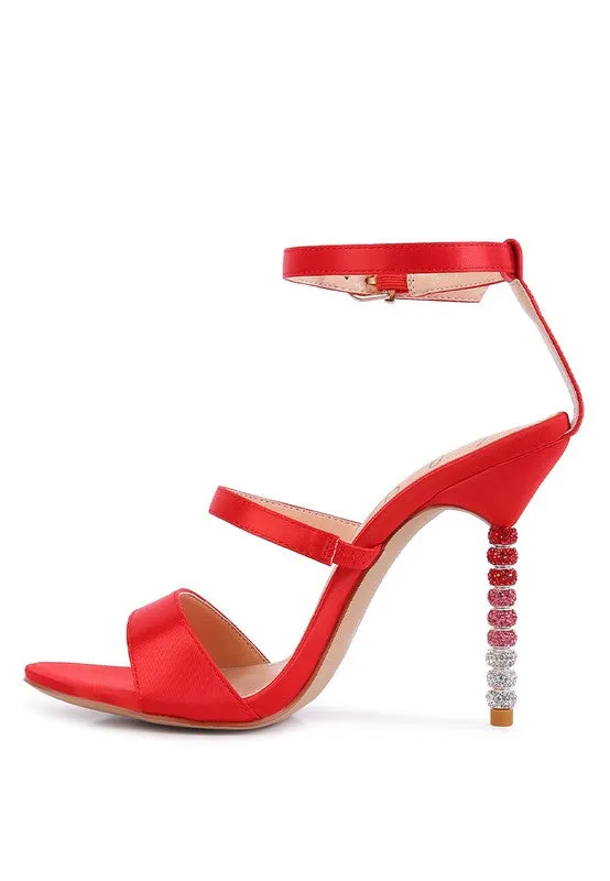 RHINESTONE SATIN SANDALS
