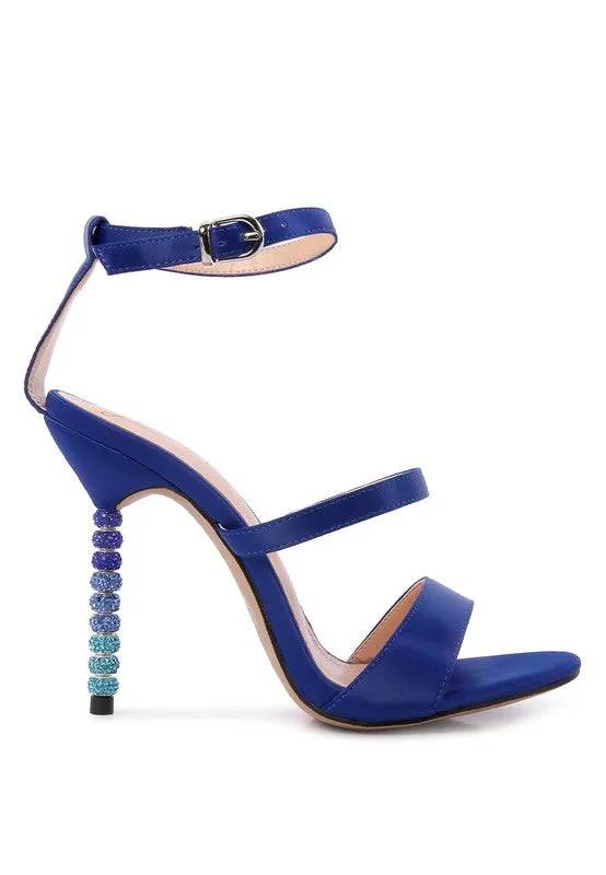 RHINESTONE SATIN SANDALS