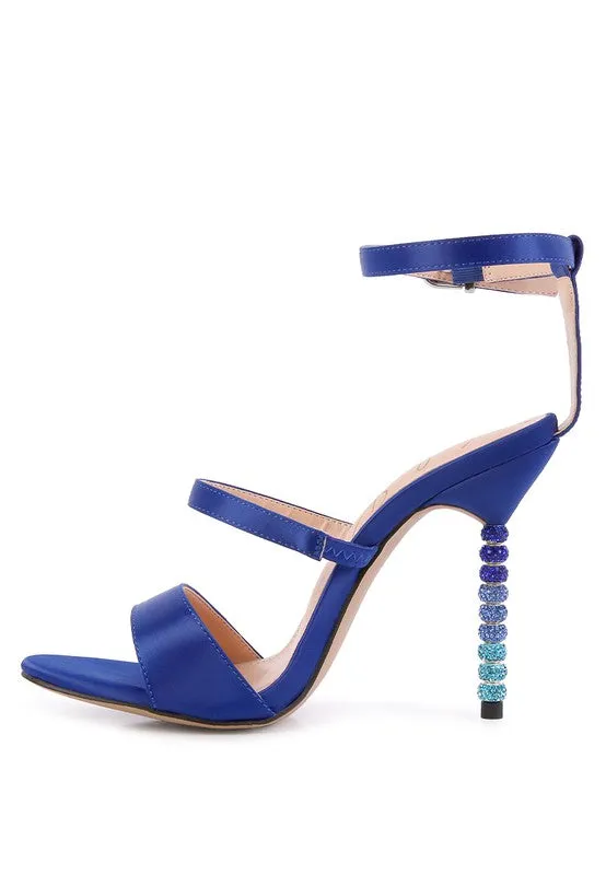 RHINESTONE SATIN SANDALS