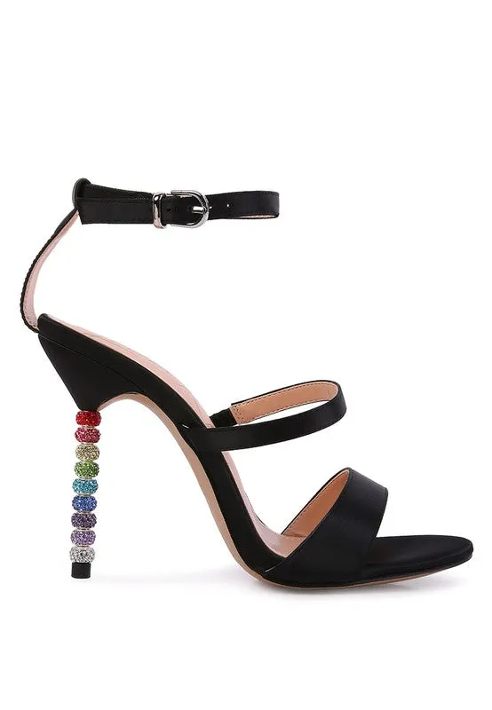 RHINESTONE SATIN SANDALS