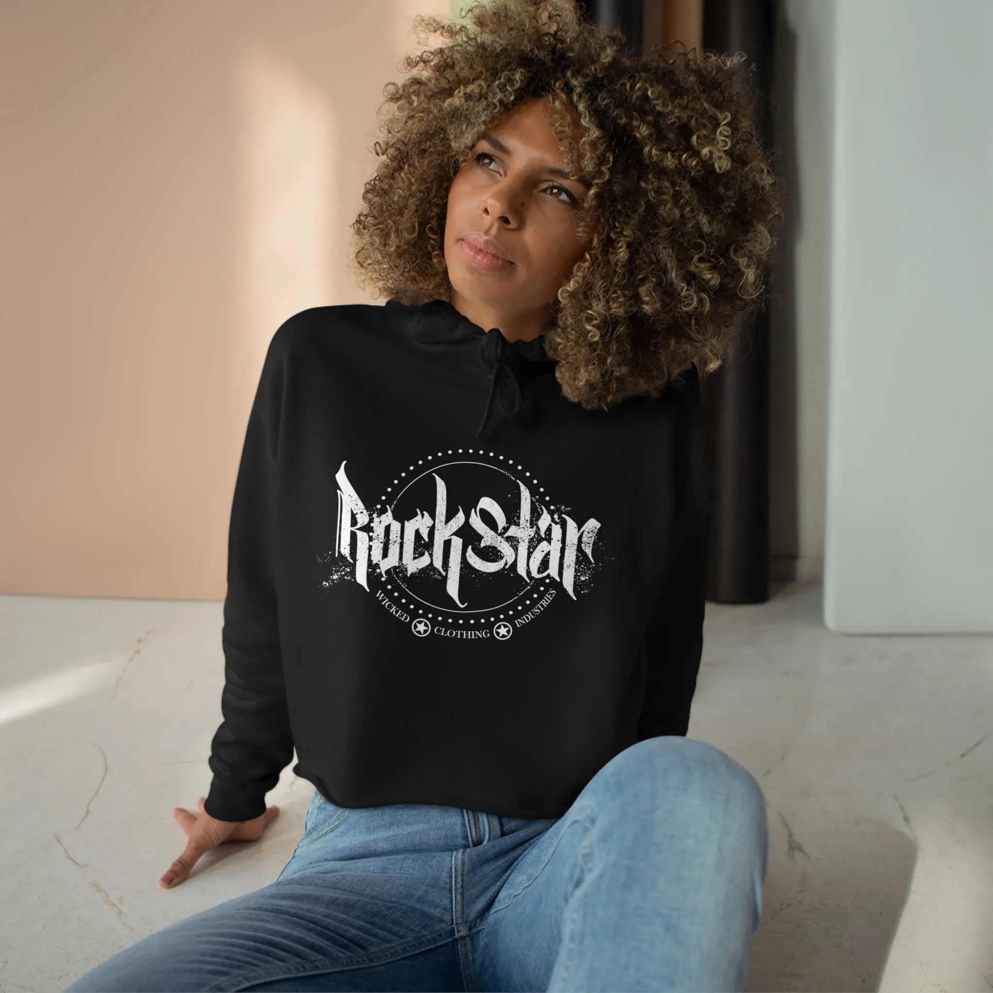 Rockstar/Black/Crop Hoodie