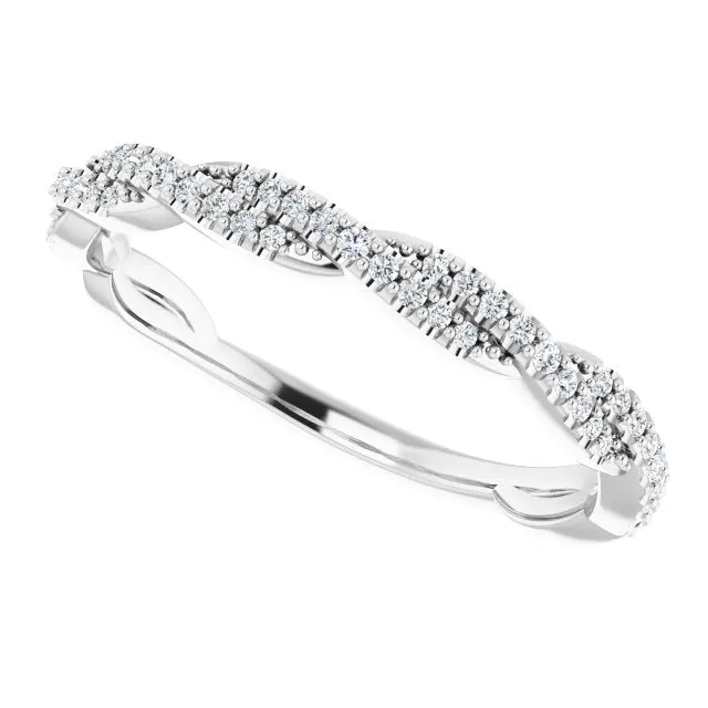 Rope Design Delicate Diamond Wedding Band