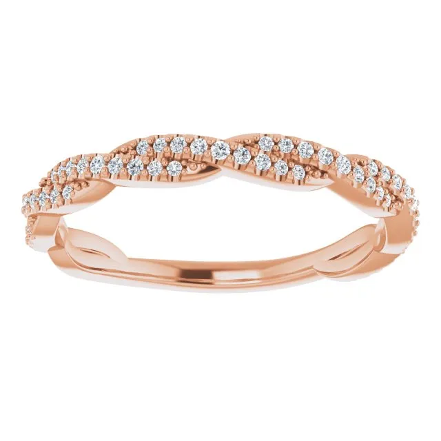 Rope Design Delicate Diamond Wedding Band