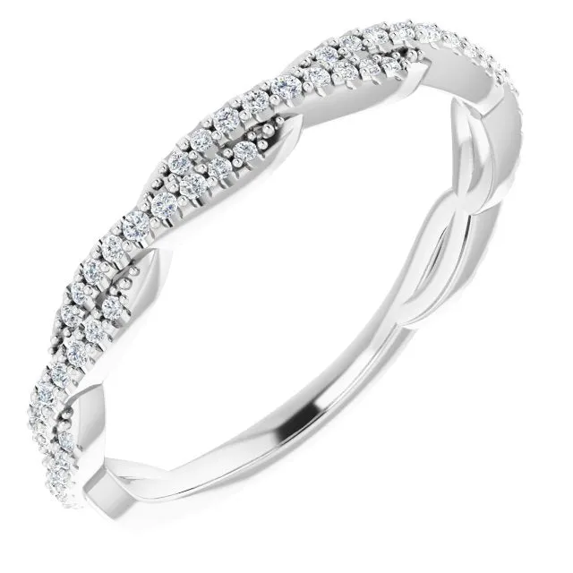 Rope Design Delicate Diamond Wedding Band