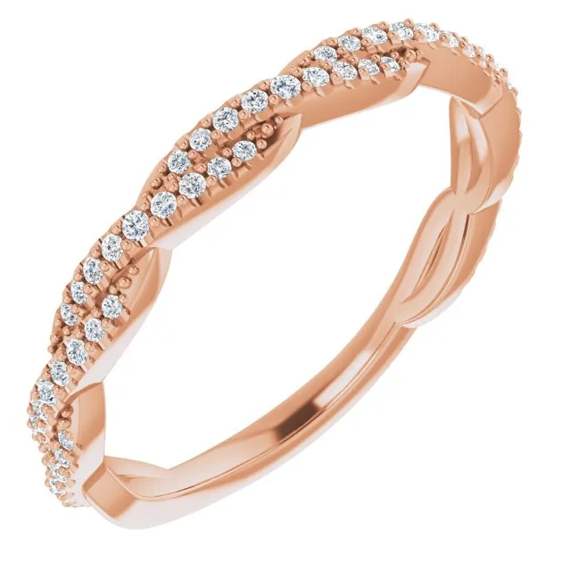 Rope Design Delicate Diamond Wedding Band