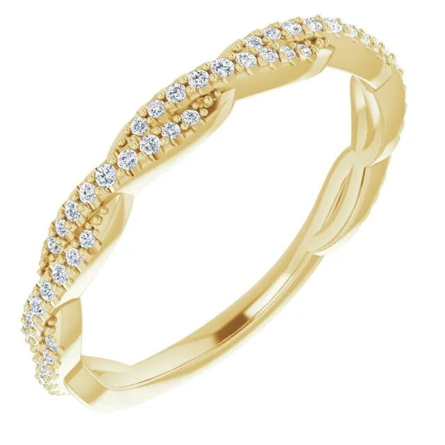 Rope Design Delicate Diamond Wedding Band