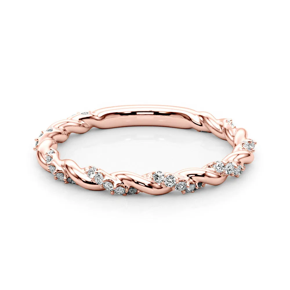 Rope Design Round Diamond Wedding Ring