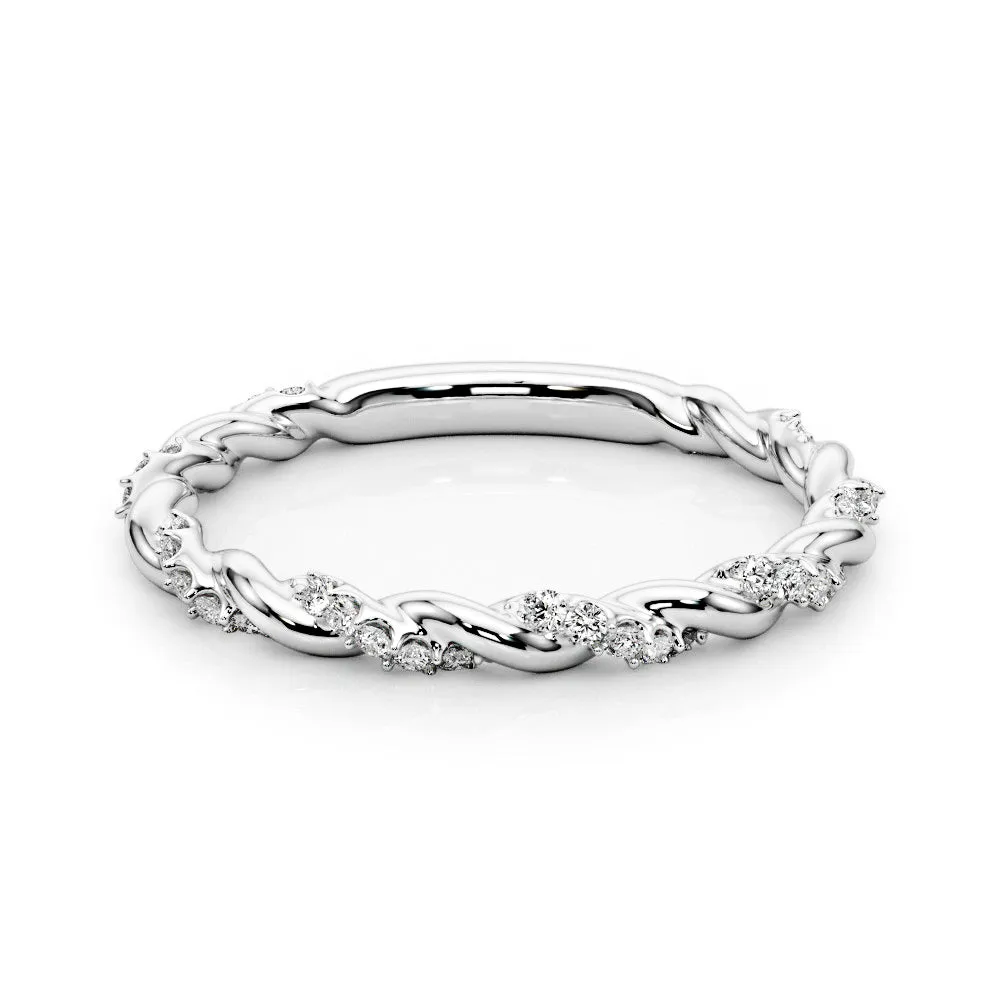 Rope Design Round Diamond Wedding Ring