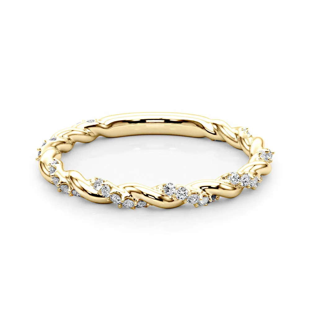 Rope Design Round Diamond Wedding Ring