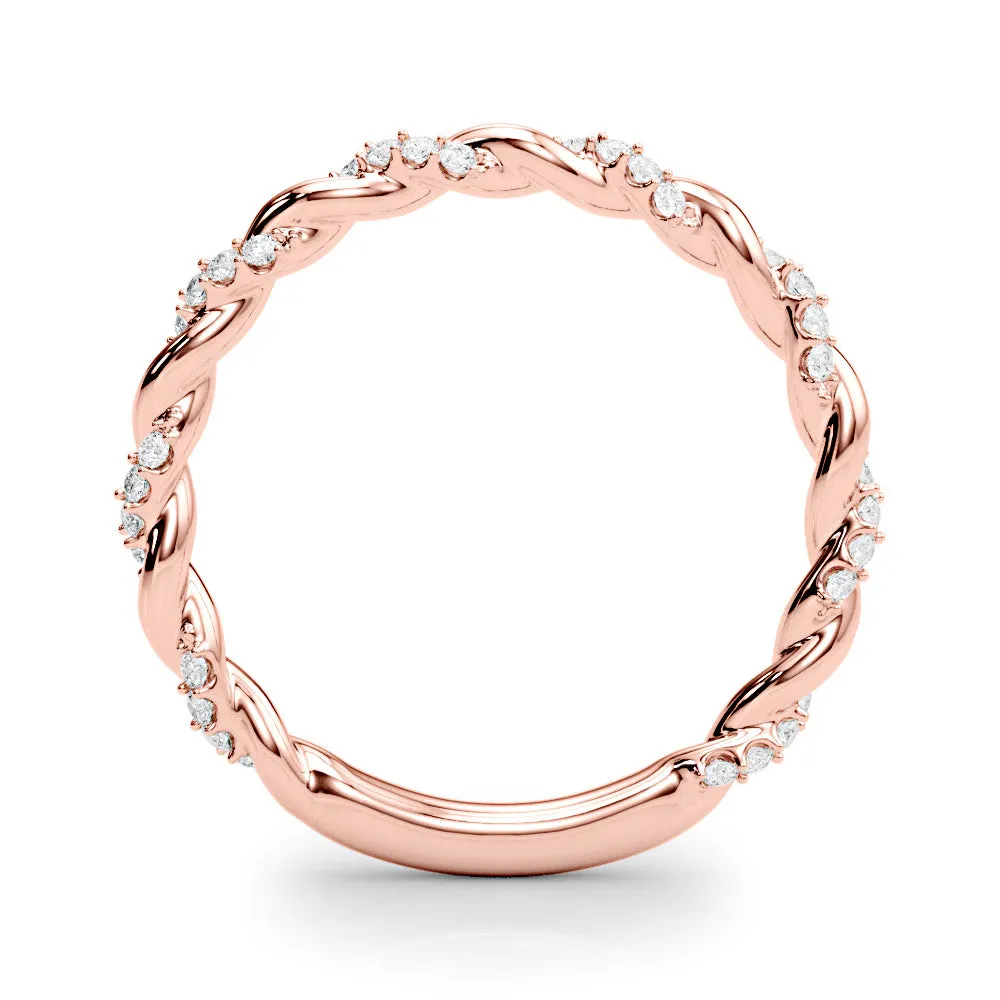 Rope Design Round Diamond Wedding Ring
