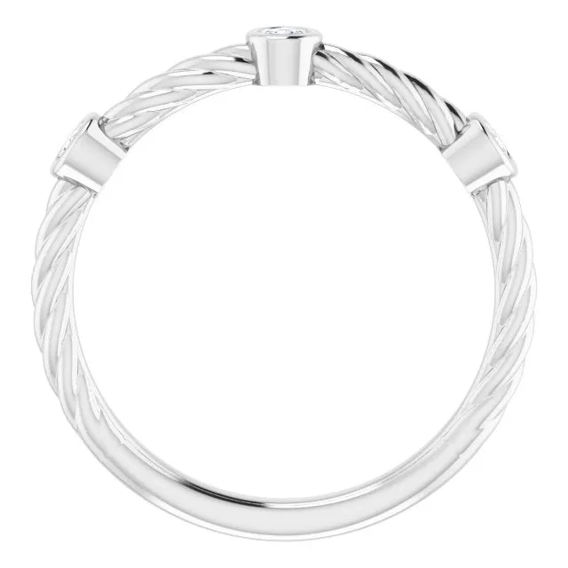 Rope Pattern Wedding Band Round Diamond Anniversary Ring