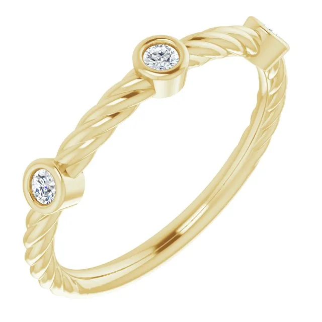 Rope Pattern Wedding Band Round Diamond Anniversary Ring