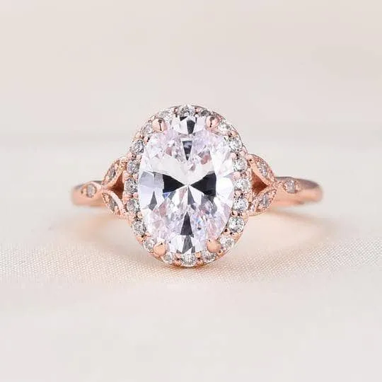 Rose Gold 2.0ct Oval Cut Women's Wedding Set