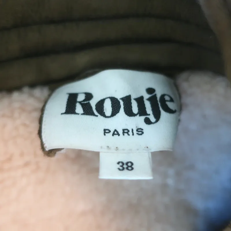 Rouje Shearling-Lined Suede Bomber Jacket Brown Size 38