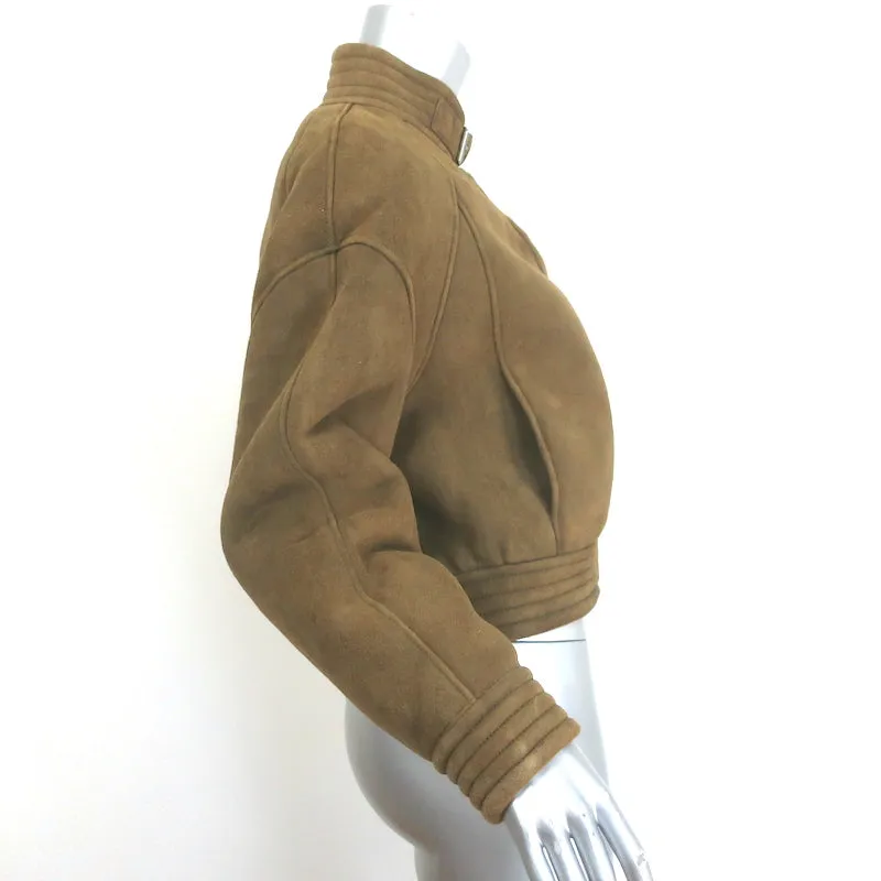Rouje Shearling-Lined Suede Bomber Jacket Brown Size 38