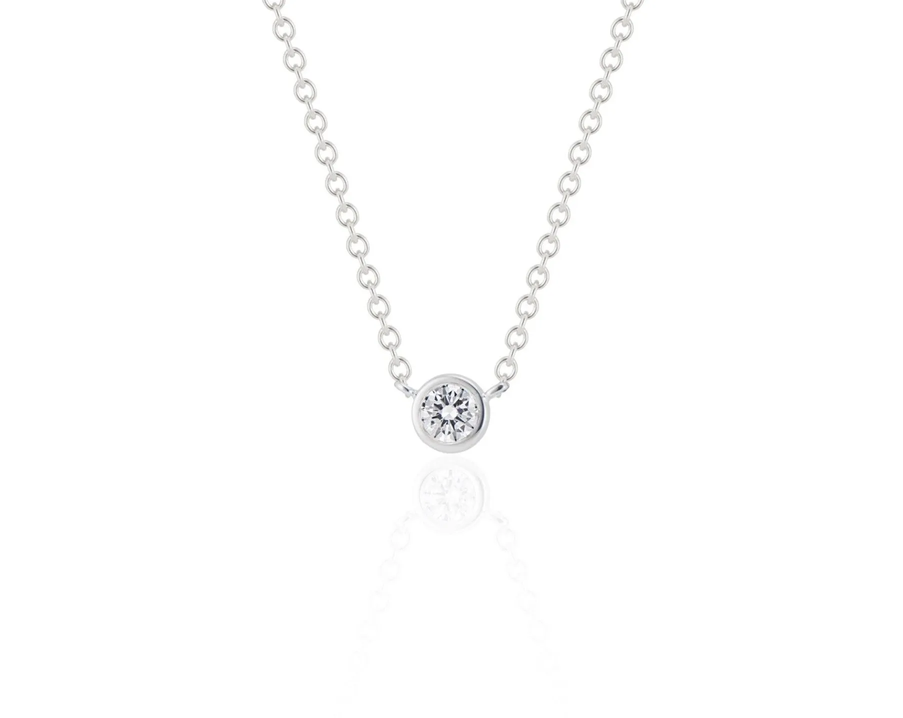 Round Brilliant Cut Diamond Necklace-White Gold
