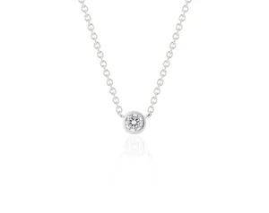 Round Brilliant Cut Diamond Necklace-White Gold
