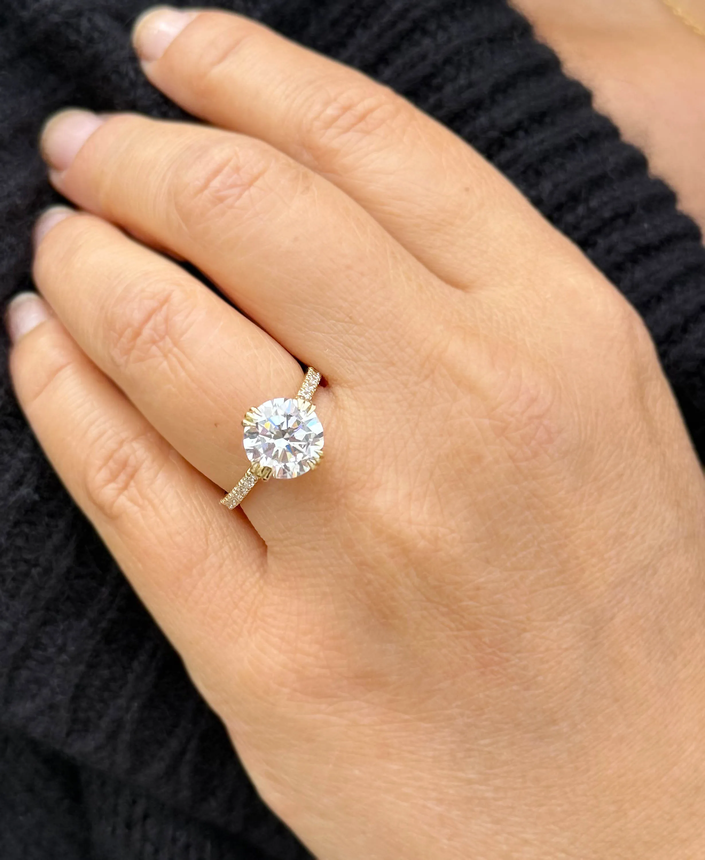 Round Cut Moissanite Engagement Ring Inner Halo Style Bridal Ring Set In 14k Solid Yellow Gold Double Prongs Women's Wedding Ring 4.00ctw
