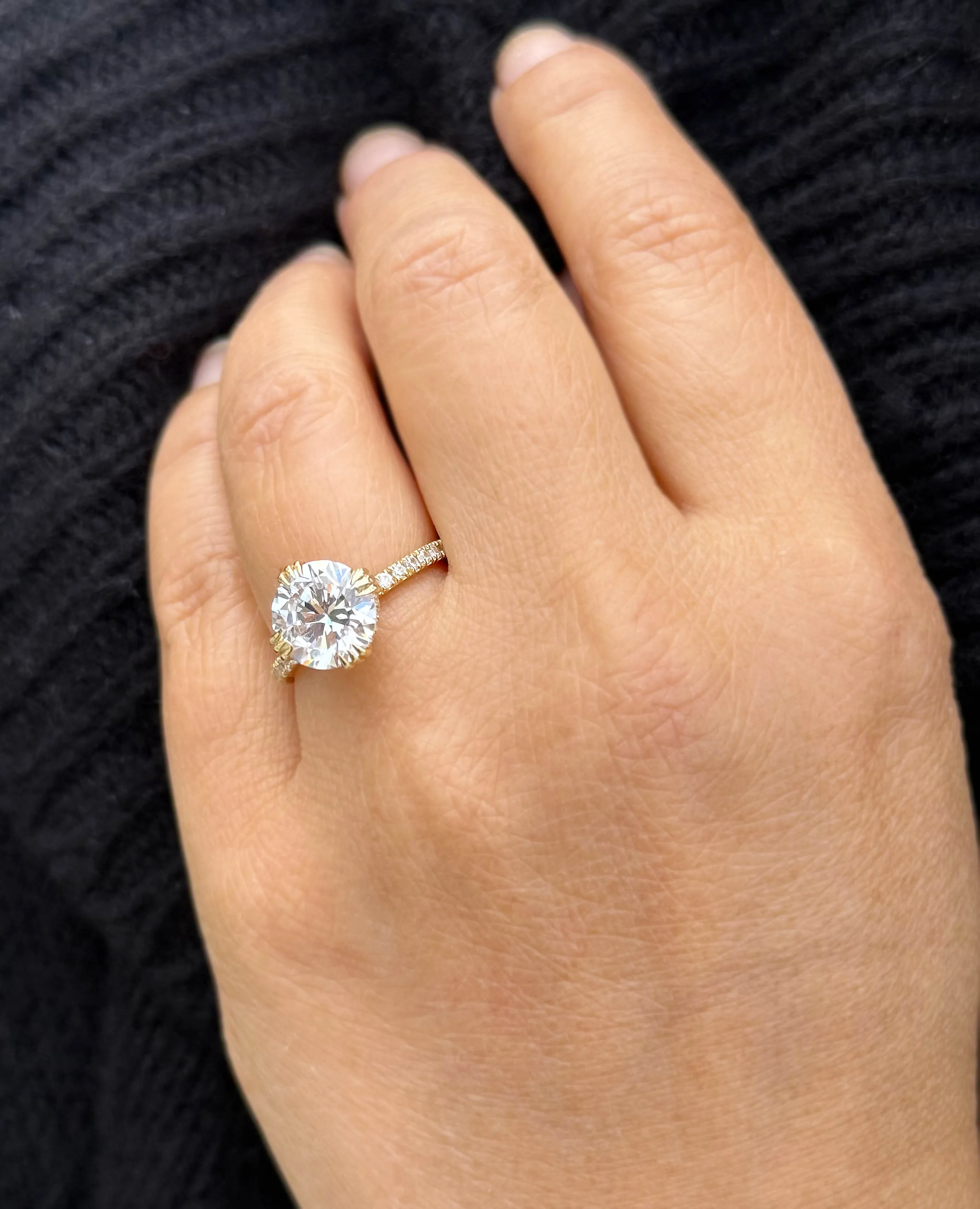 Round Cut Moissanite Engagement Ring Inner Halo Style Bridal Ring Set In 14k Solid Yellow Gold Double Prongs Women's Wedding Ring 4.00ctw