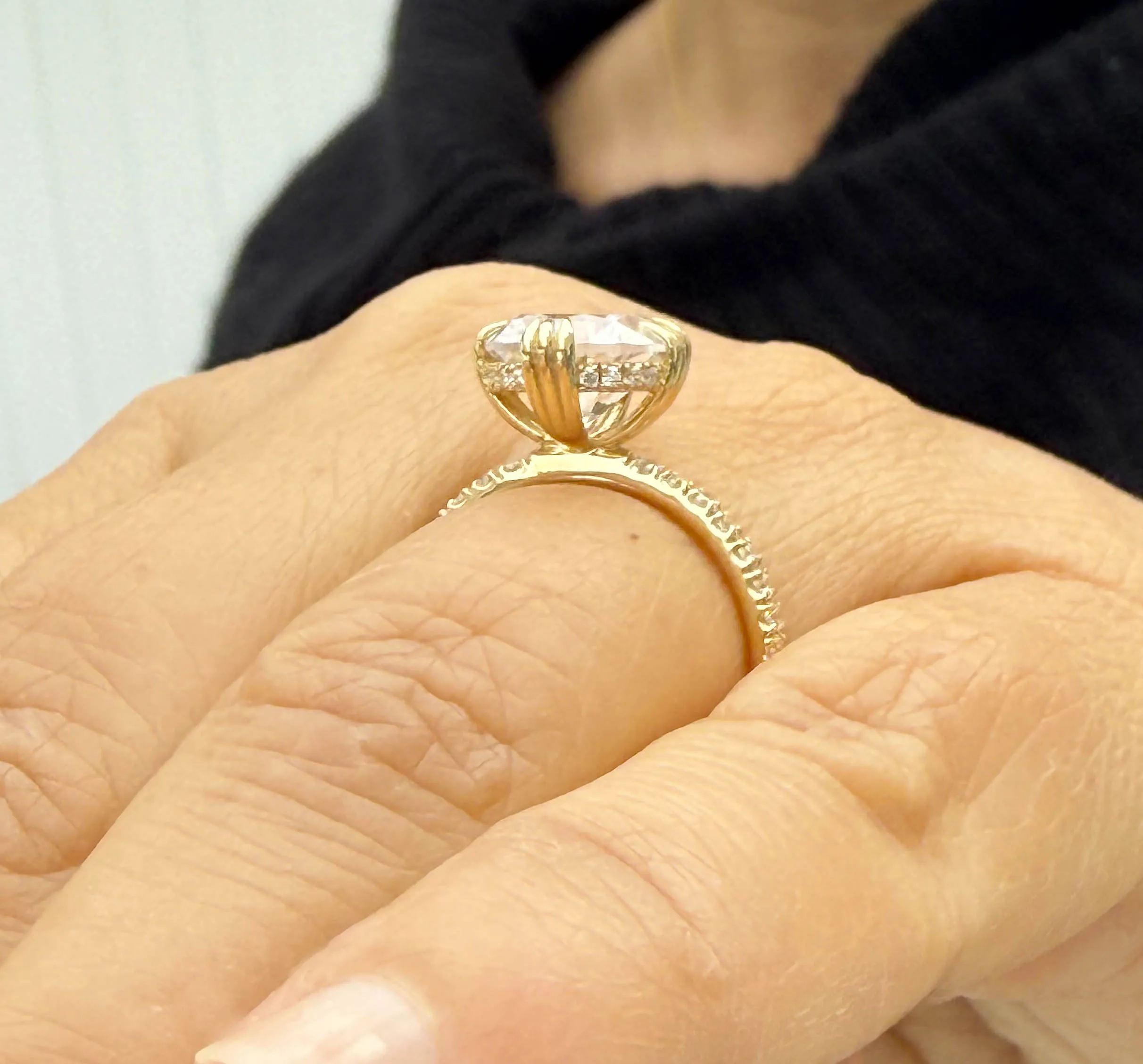 Round Cut Moissanite Engagement Ring Inner Halo Style Bridal Ring Set In 14k Solid Yellow Gold Double Prongs Women's Wedding Ring 4.00ctw