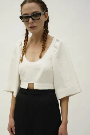 Rowana v.2 Cropped Cream Dramatic Top