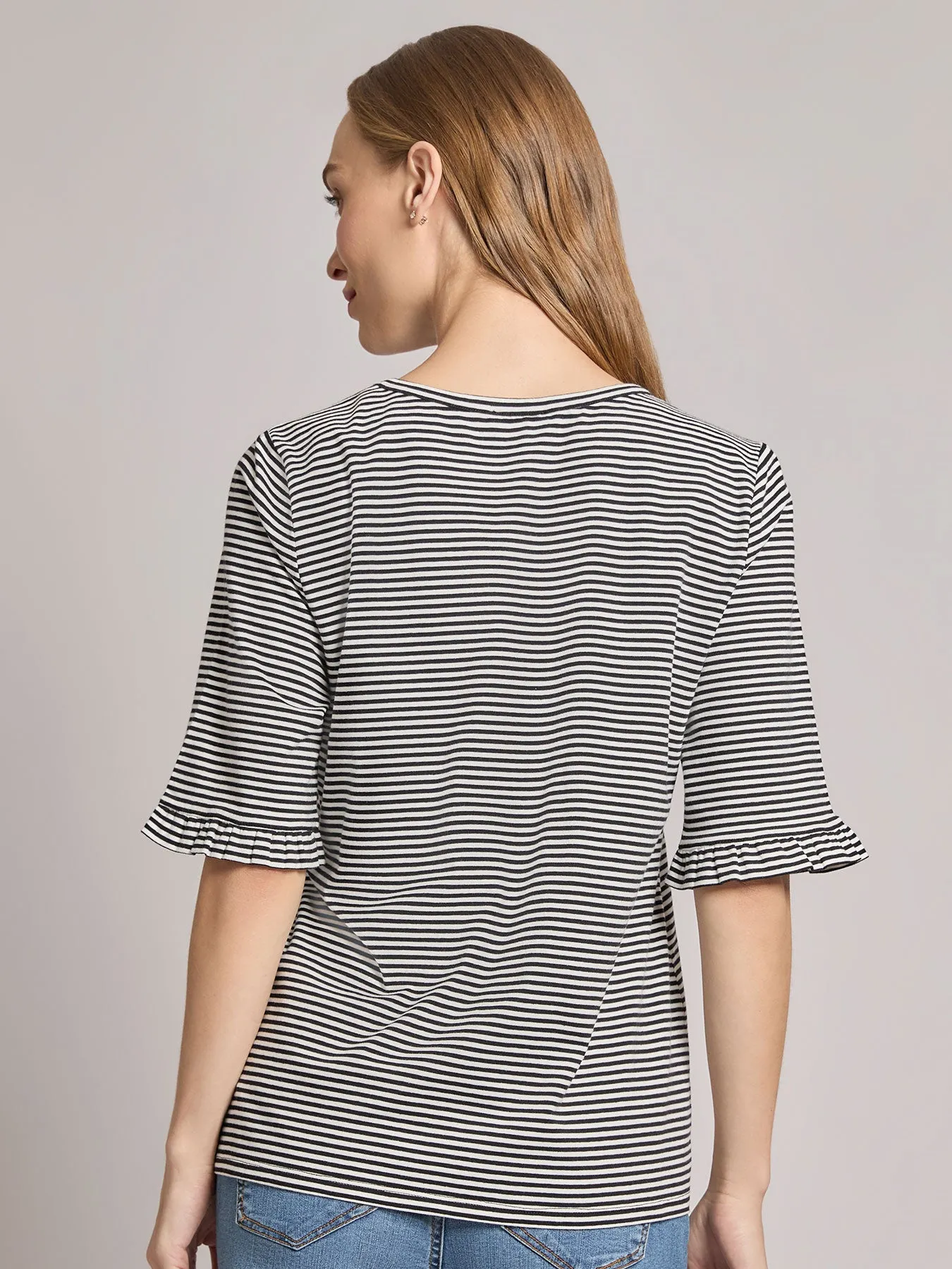 Ruffle Sleeve Stripe Top