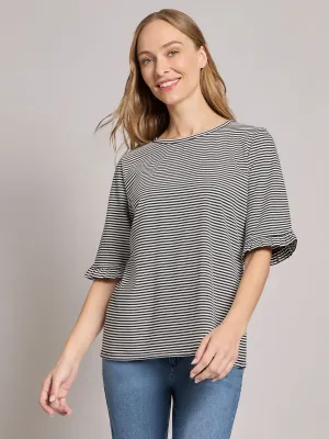 Ruffle Sleeve Stripe Top