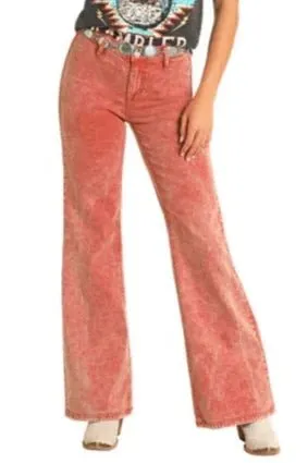 Rust Button Wide Leg Jean