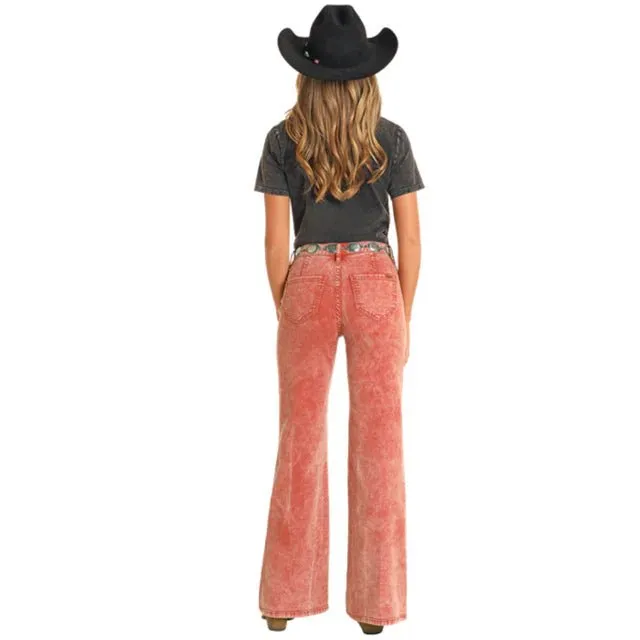 Rust Button Wide Leg Jean