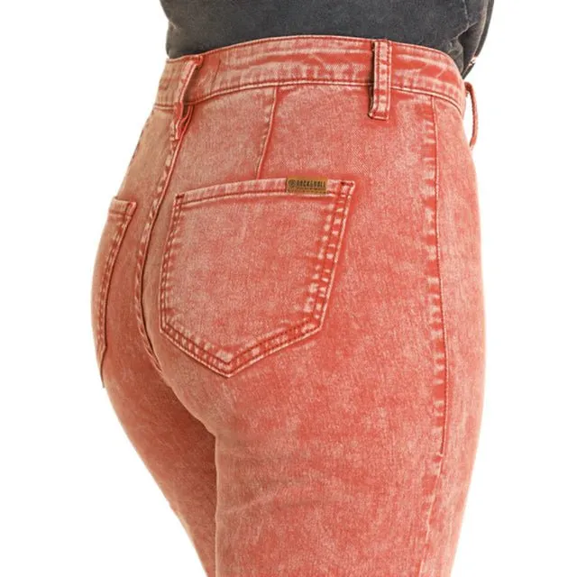 Rust Button Wide Leg Jean