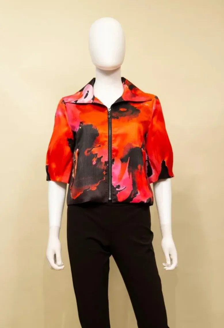 S22016 - Half Sleeve Zip Front Jacket