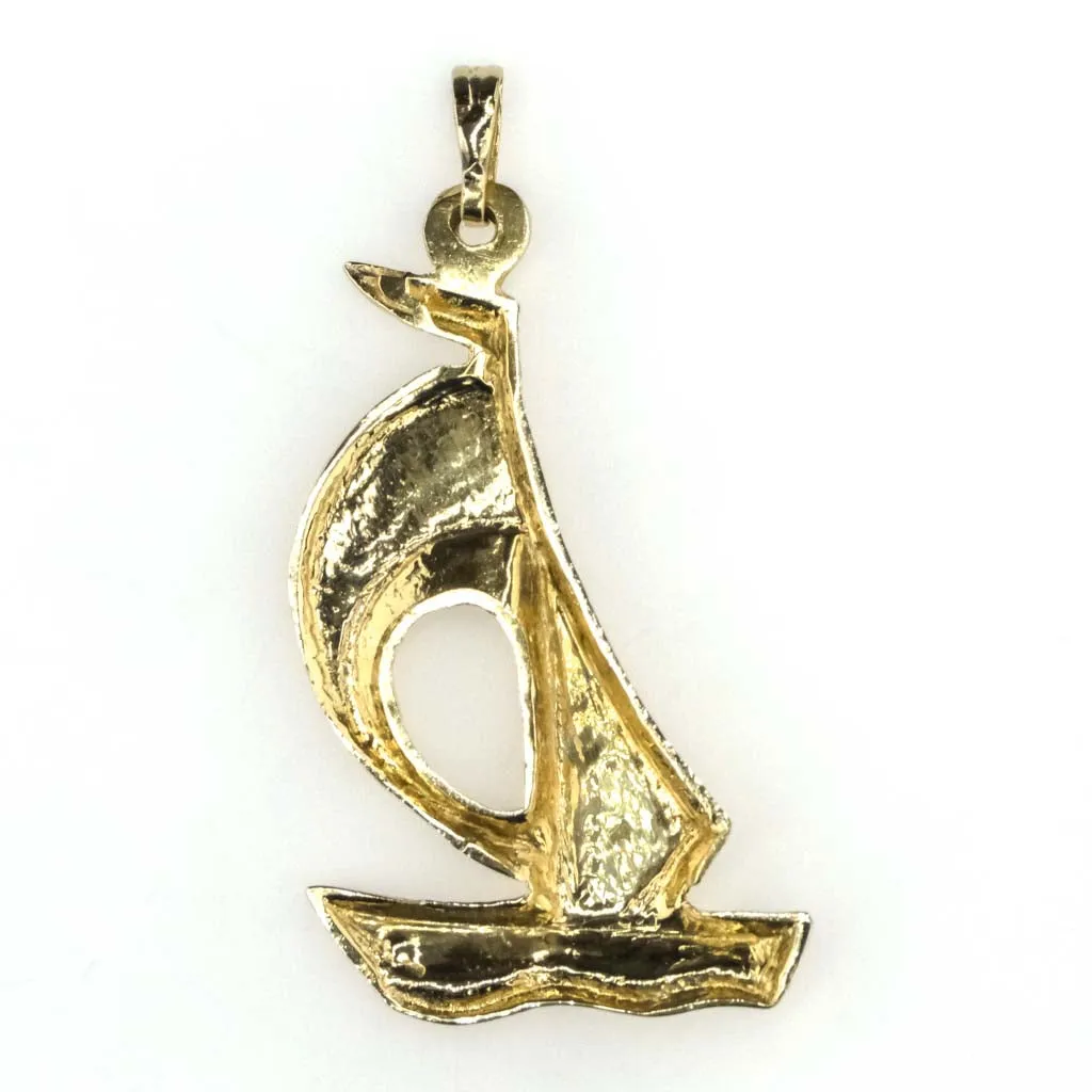 Sailboat Pendant in 14K Yellow Gold