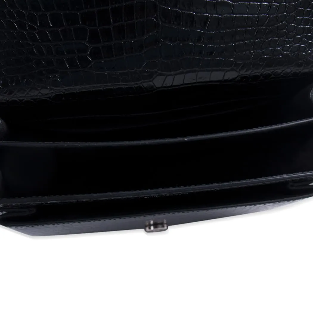 Saint Laurent Sunset Medium Crocodile Embossed Leather