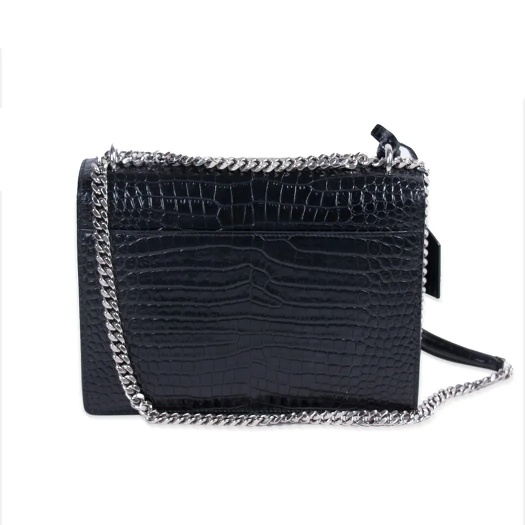 Saint Laurent Sunset Medium Crocodile Embossed Leather