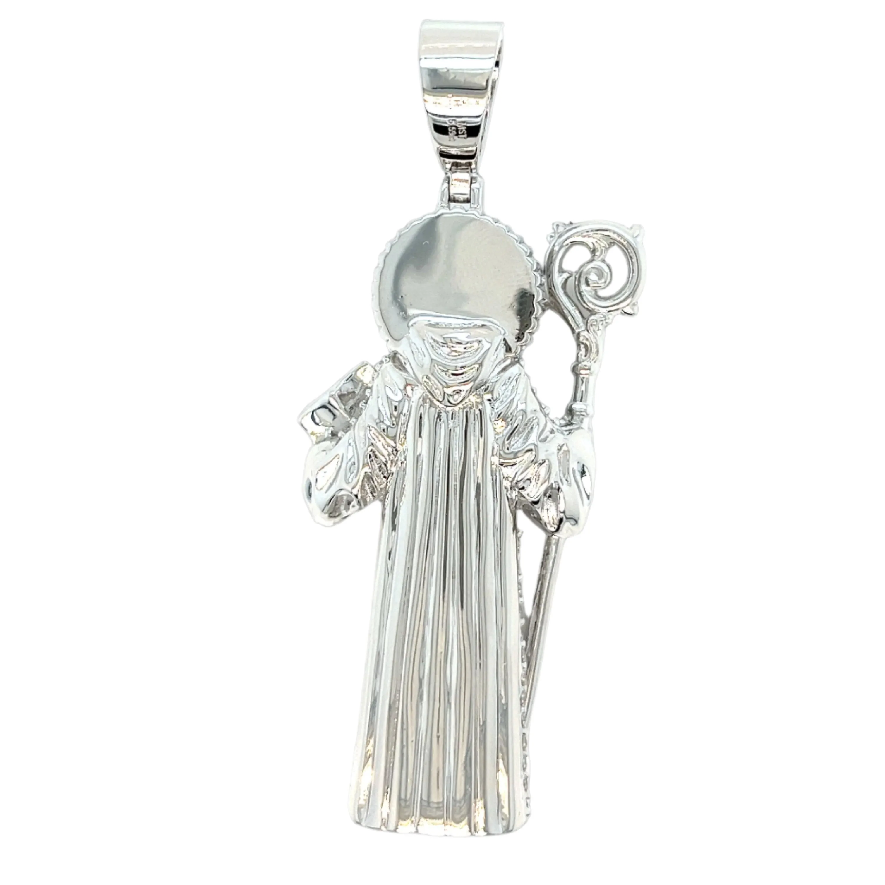 Saint Religious Lab-Created Moissanite Sterling Silver Charm Pendant - M421659