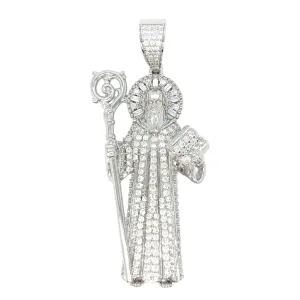 Saint Religious Lab-Created Moissanite Sterling Silver Charm Pendant - M421659