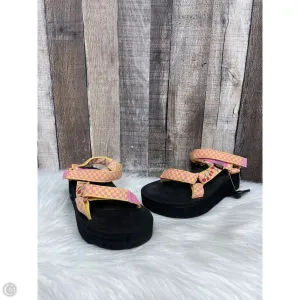 Sandals Heels Platform By Teva In Pink & Yellow, Size: 8