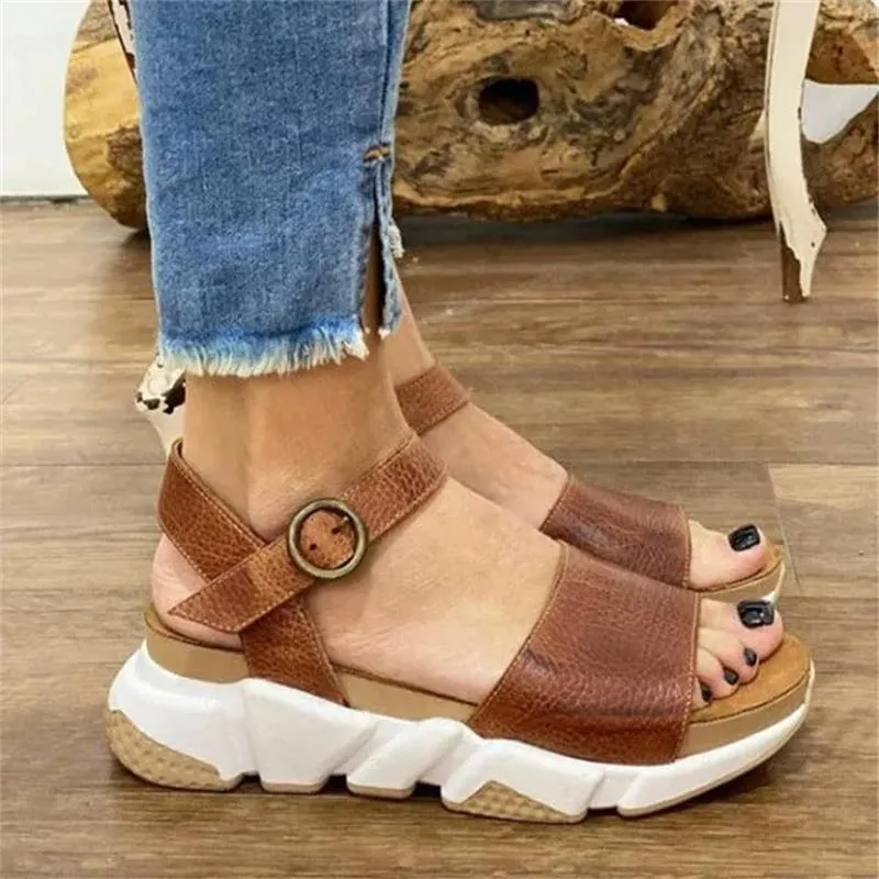 Sandals High Heels Sandal Thick Bottom Casual Shoes Ladies Leisure Summer Wedges Sandals Beach Shoes