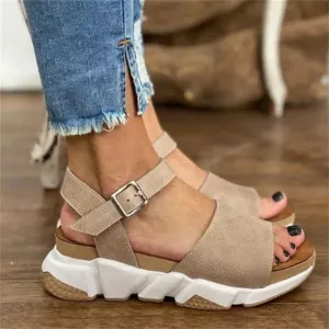 Sandals High Heels Sandal Thick Bottom Casual Shoes Ladies Leisure Summer Wedges Sandals Beach Shoes