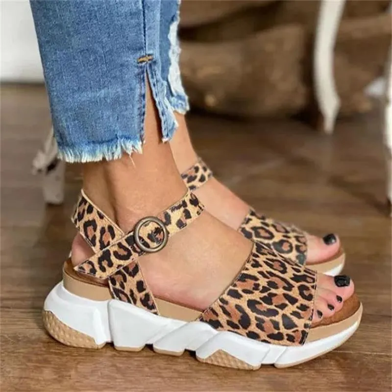 Sandals High Heels Sandal Thick Bottom Casual Shoes Ladies Leisure Summer Wedges Sandals Beach Shoes