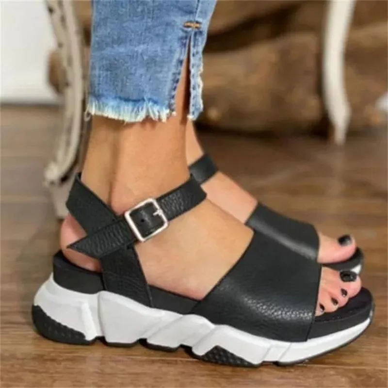 Sandals High Heels Sandal Thick Bottom Casual Shoes Ladies Leisure Summer Wedges Sandals Beach Shoes