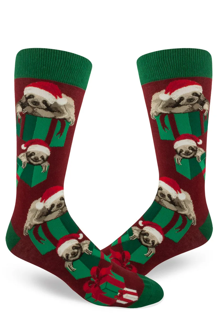 Santa Sloth Men's Crew Socks